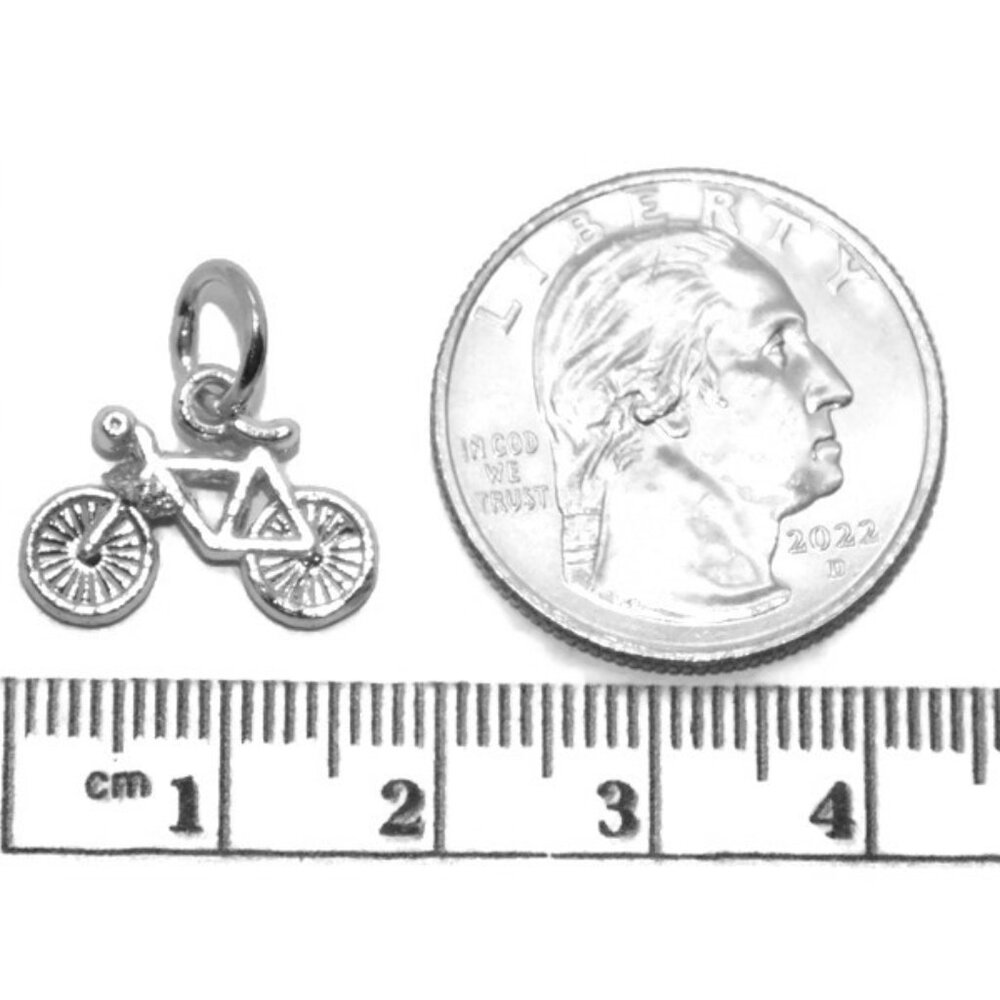 .925 Bicycle #6 Sterling Silver Pendant Charm - Picture 2 of 3